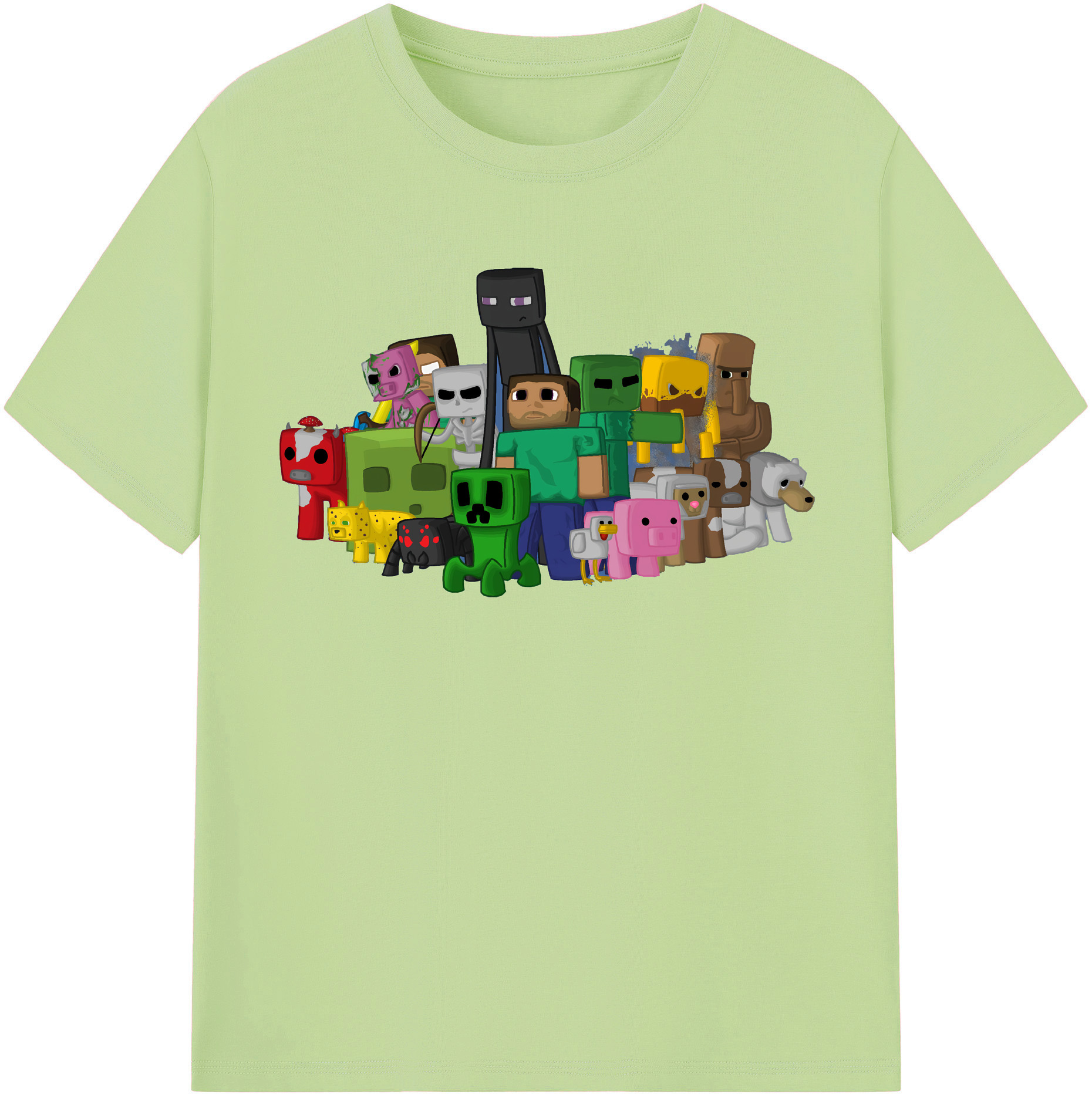 （画像用） マインクラフト ブロックの世界 Minecraft MC Block world 綿100％半袖Tシャツ（フロントプリント）